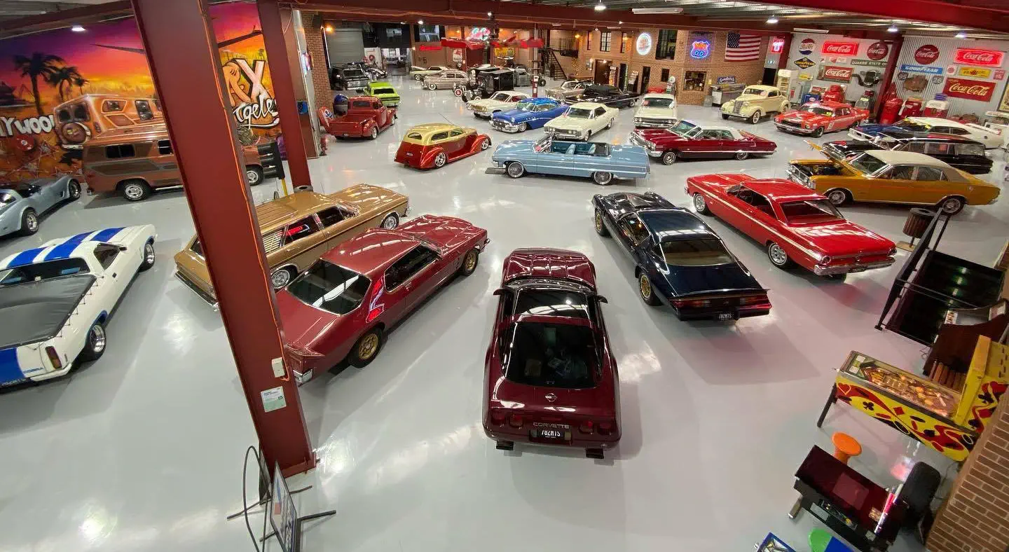 show car warehouse with epoxy flooring