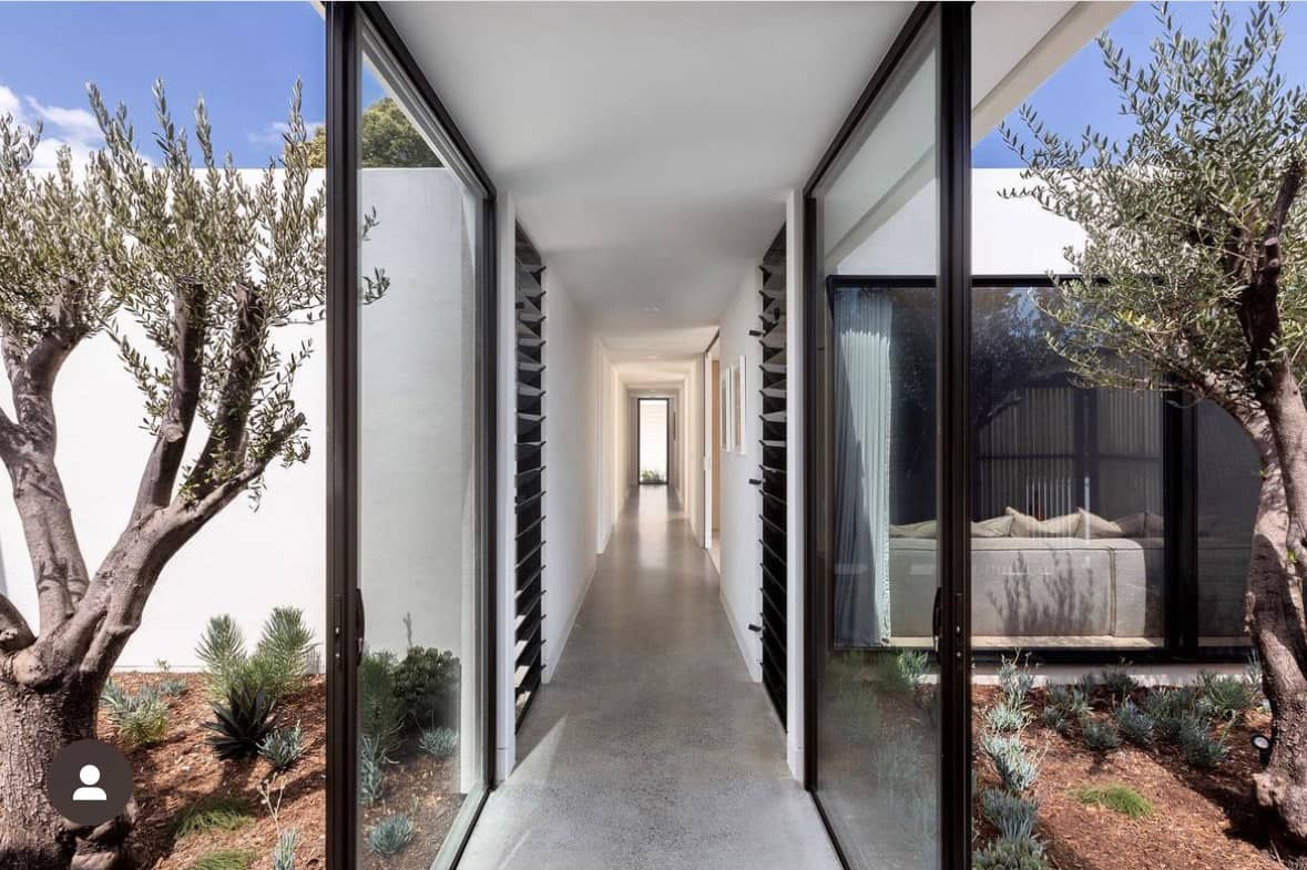 polished concrete hallway