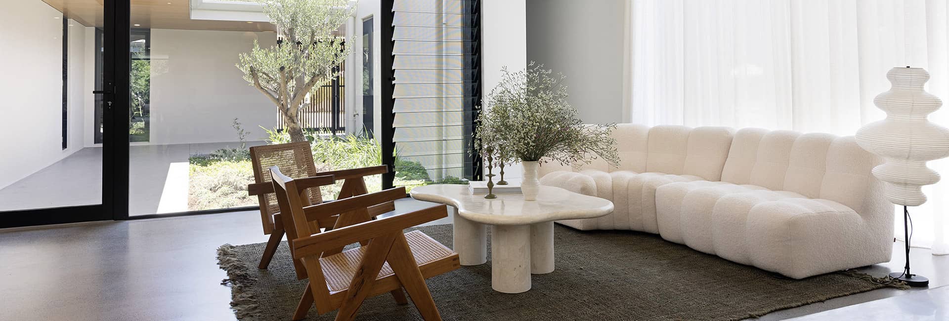 Polished cement in lounge room